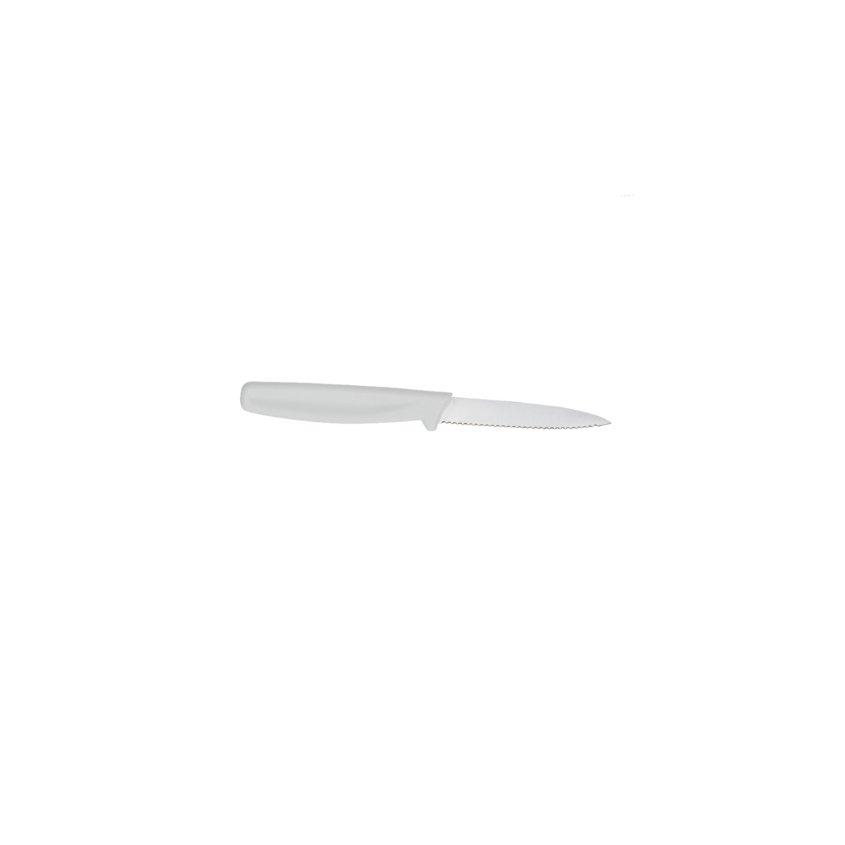 Cresco Resco 3.5-inch paring knife with smooth white handle on white background