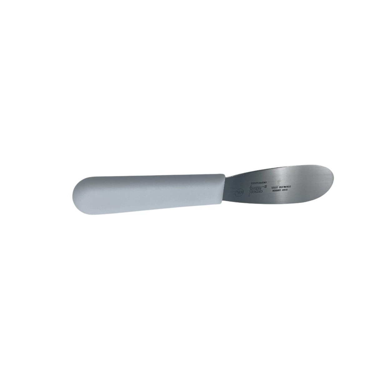 Cresco Resco 3.5-inch sandwich spreader with smooth white handle and stainless steel blade on white background