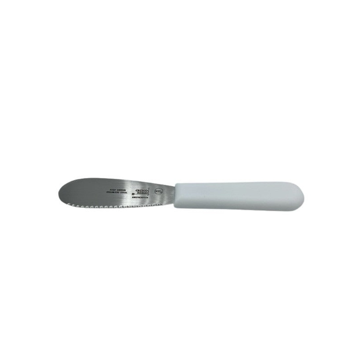 Cresco Resco 3.5 inch sandwich spreader with wavy stainless steel blade and white handle