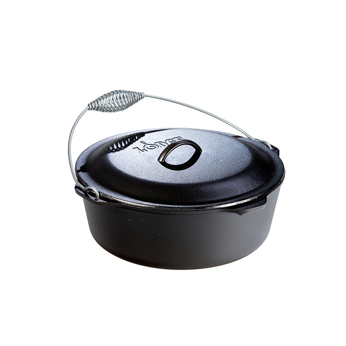Lodge 9 quart cast iron dutch oven with lid and wire bail handle
