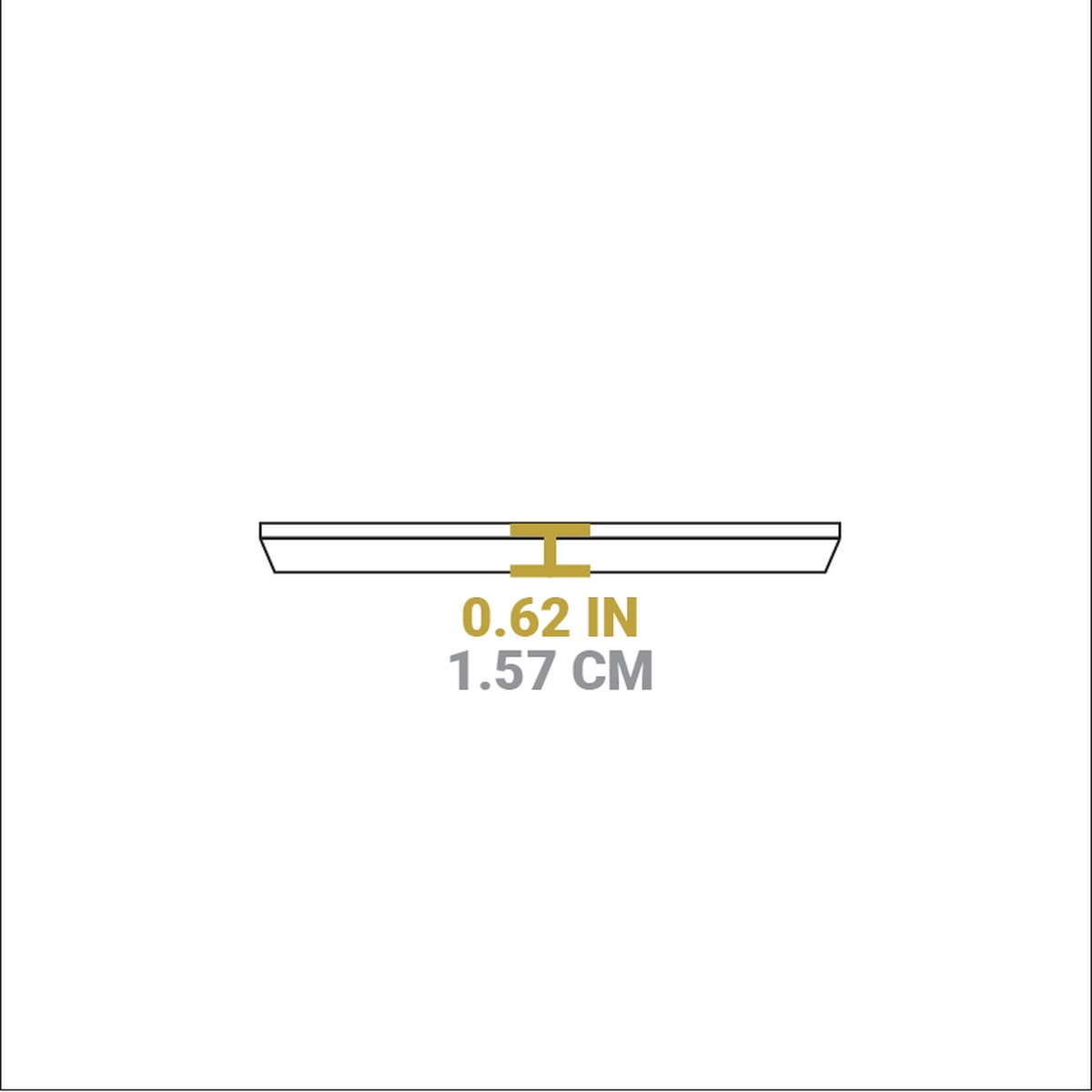 Side profile graphic showing griddle height of 0.62 inches