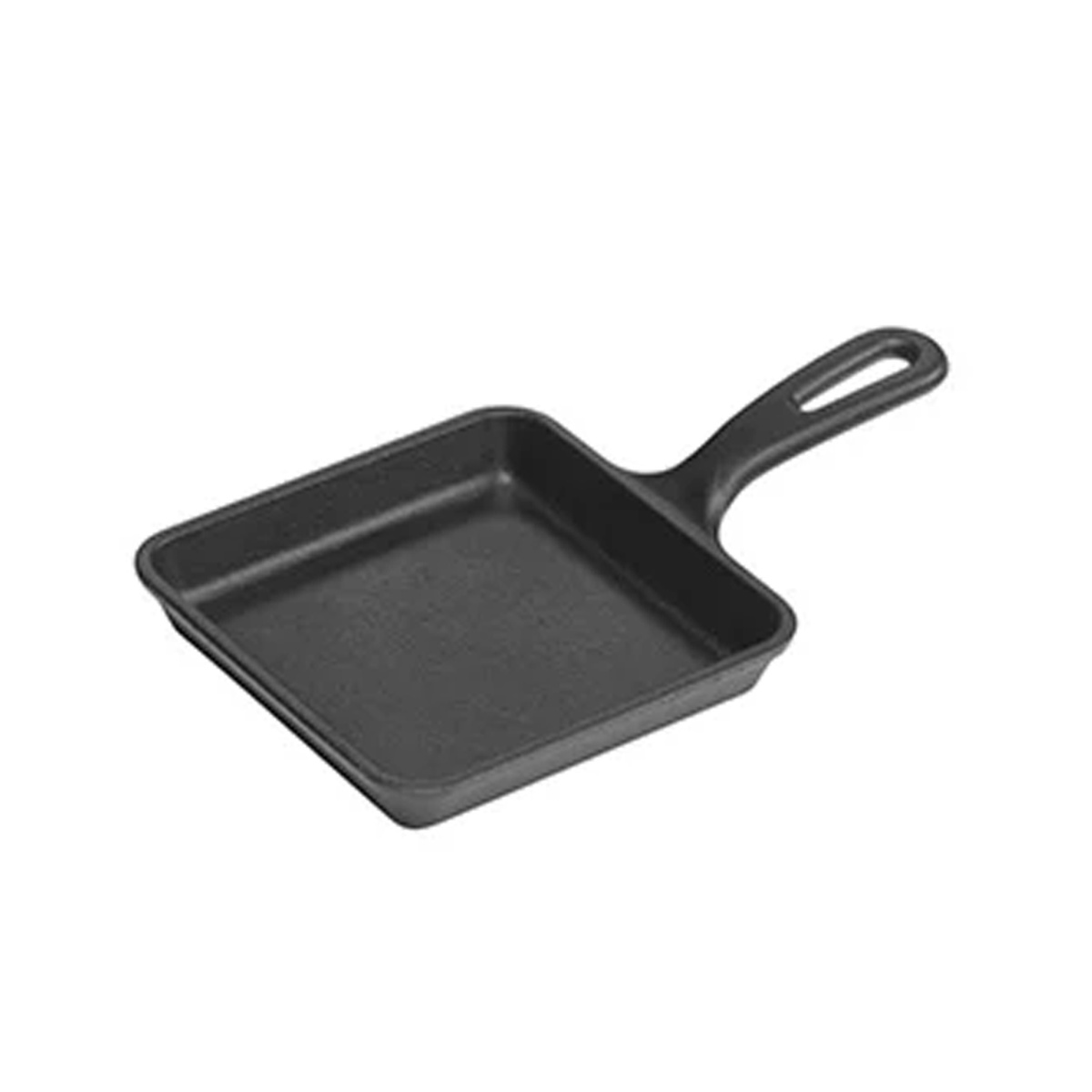 Lodge L8SQ3 square cast iron skillet with handle, angled view on white background