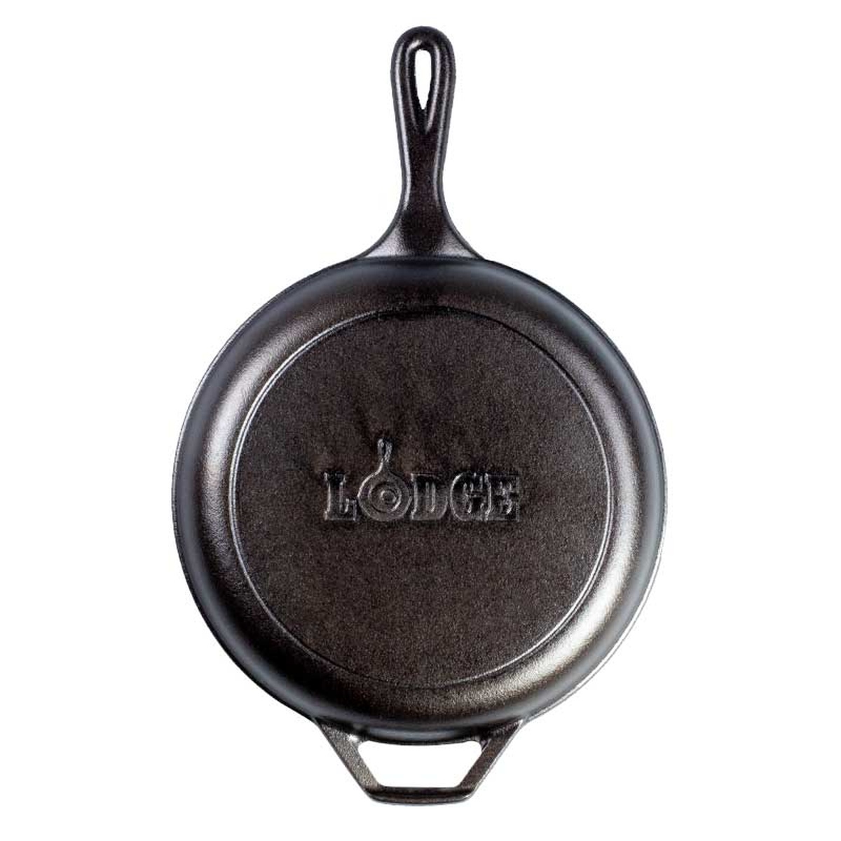Bottom of Lodge skillet showing logo