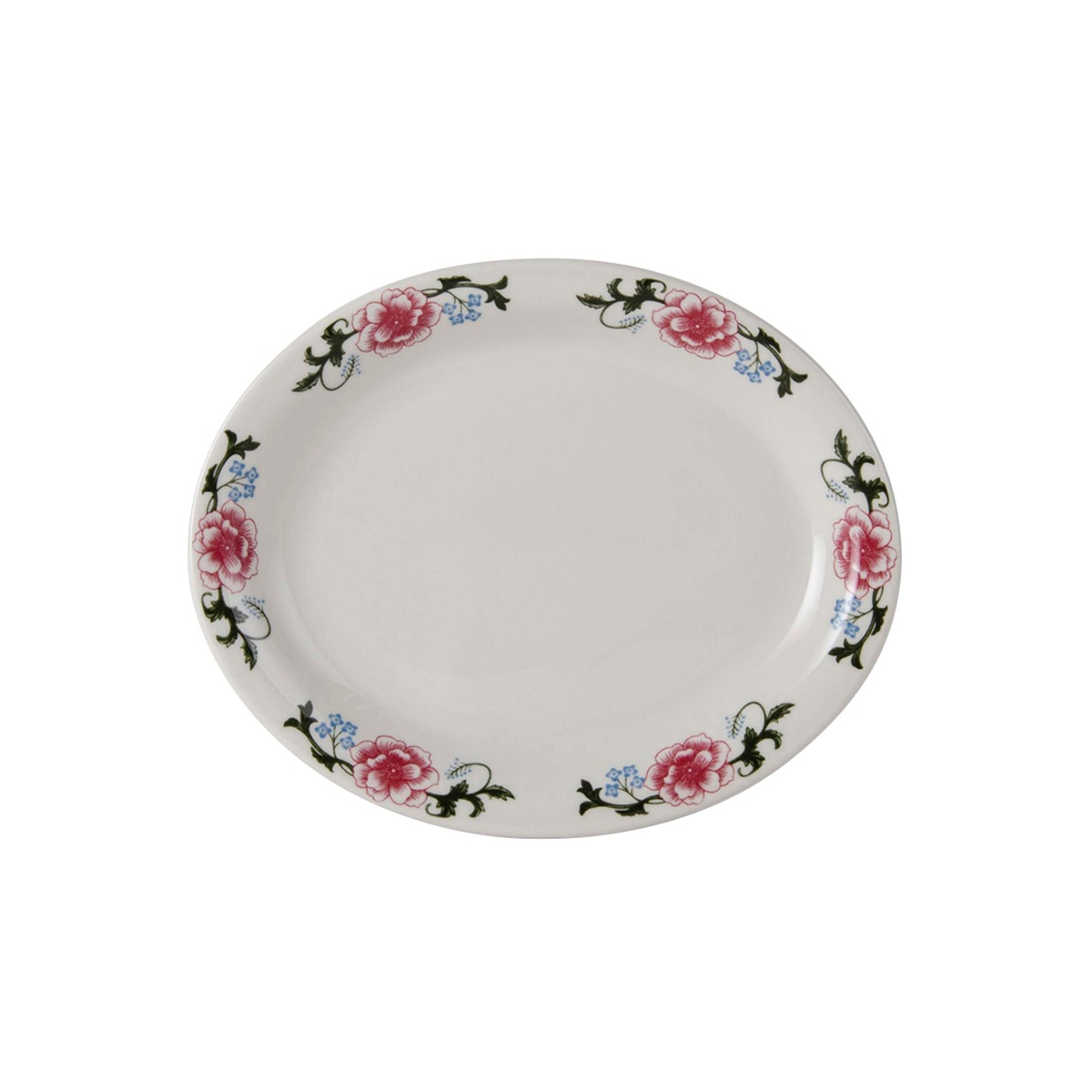 Tuxton Western Rose oval platter with floral rim pattern
