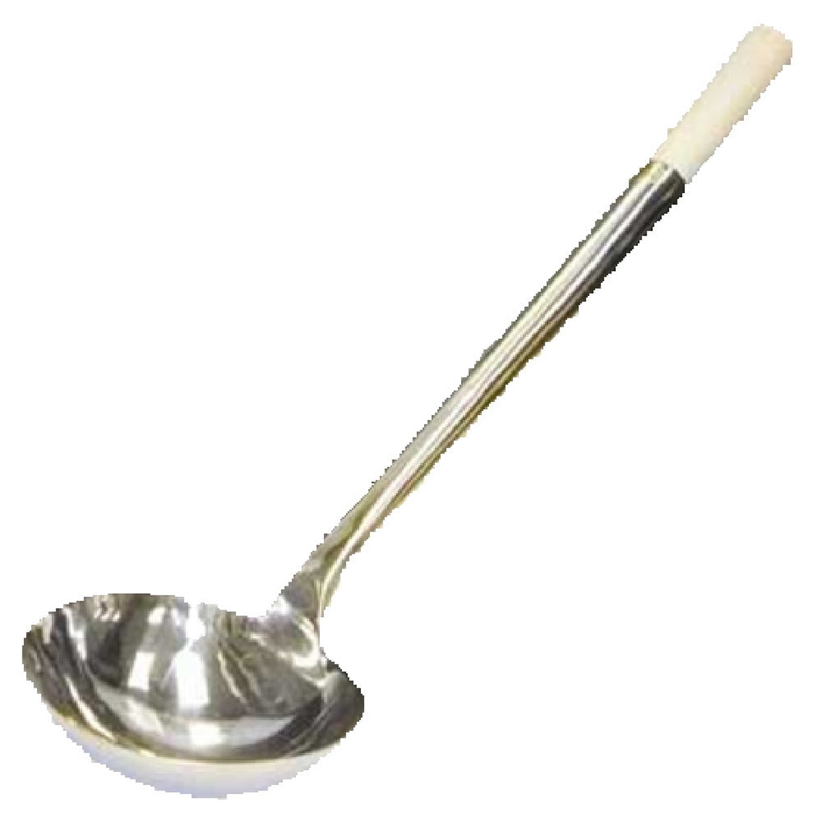 GSW USA stainless steel wok ladle with white handle, 8 oz. 12cm bowl