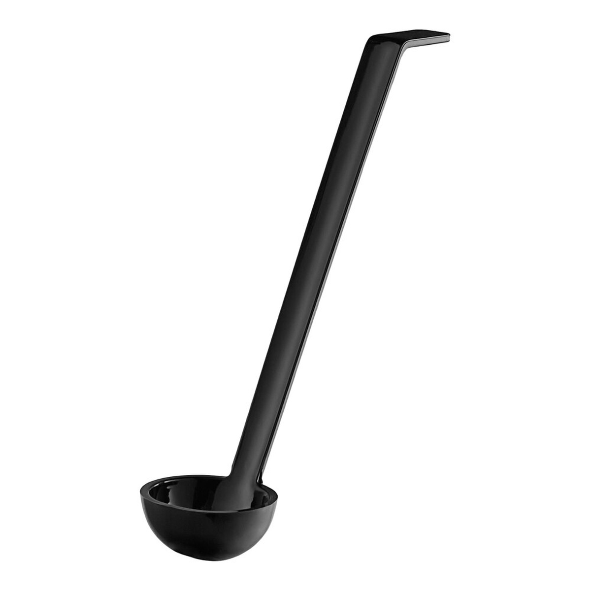 Cambro LD105110 black polycarbonate 1 oz. ladle with angled handle and side rest