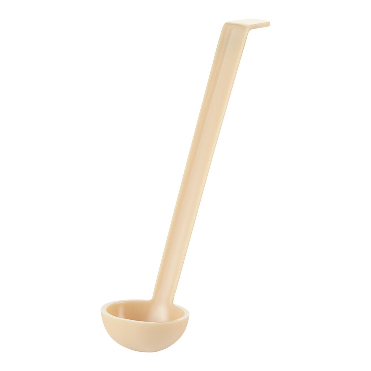 Cambro LD105133 beige polycarbonate 1 oz. ladle with angled handle and side rest