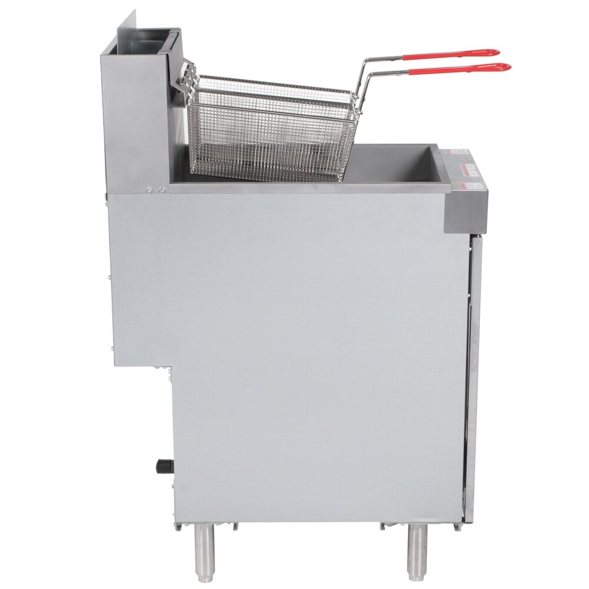 Side view of Vulcan LG400 freestanding fryer with two baskets