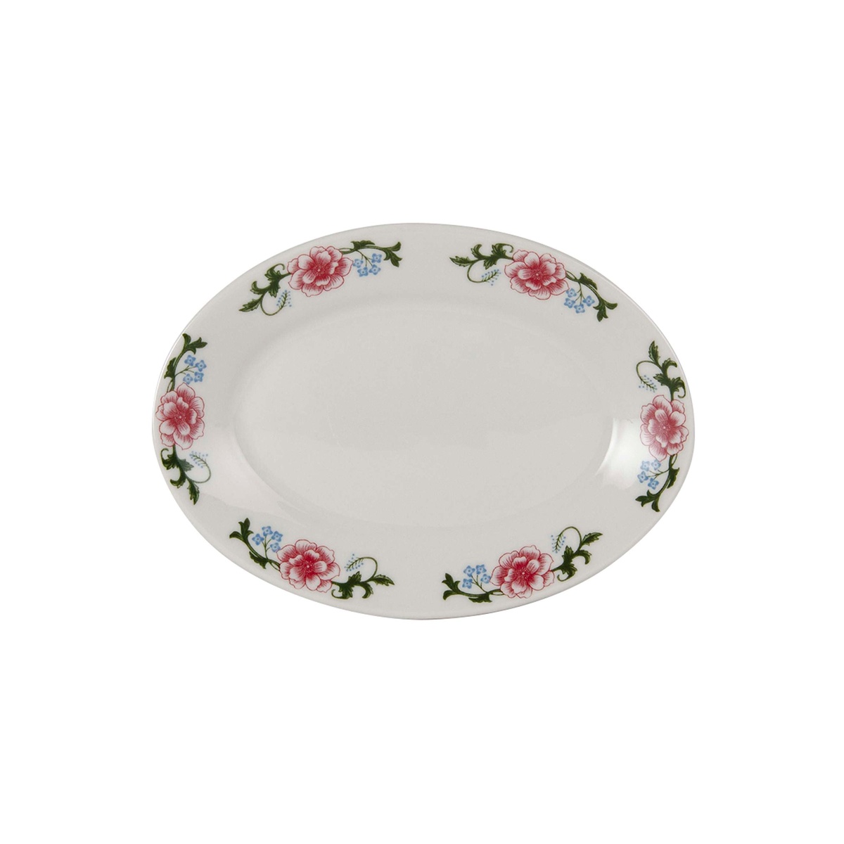 Tuxton Western Rose eggshell oval platter with floral border
