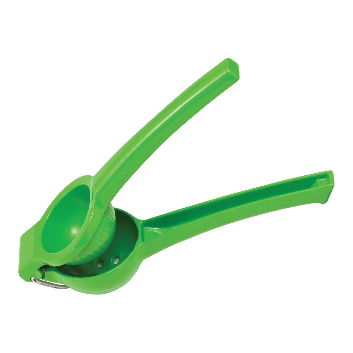 Winco LS-8G green enamel-coated aluminum handheld lime citrus squeezer with two-handle press design