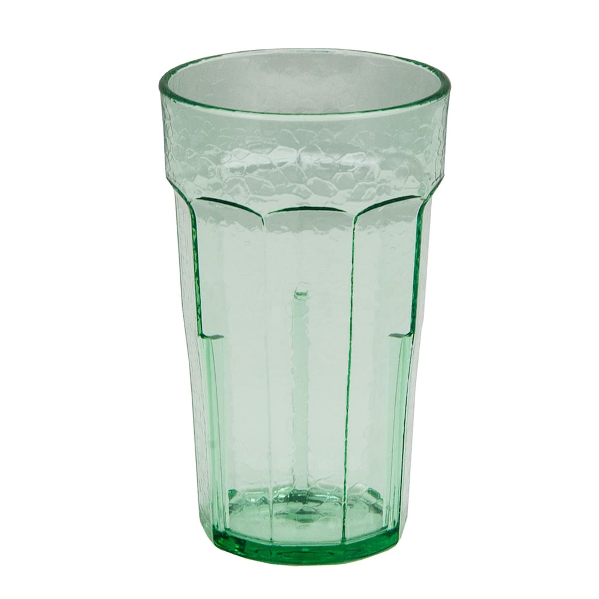 Cambro Laguna 10 oz Spanish green hammered plastic tumbler, single view on white background