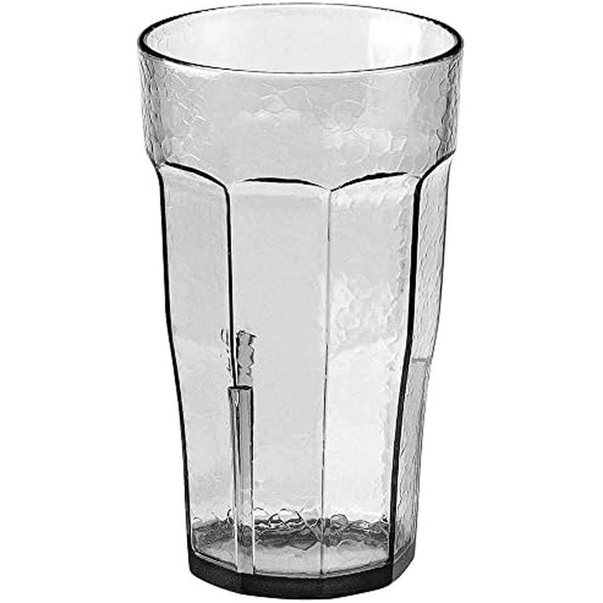 Cambro LT14152 Laguna clear tumbler angled view showing hammered texture and stackable base