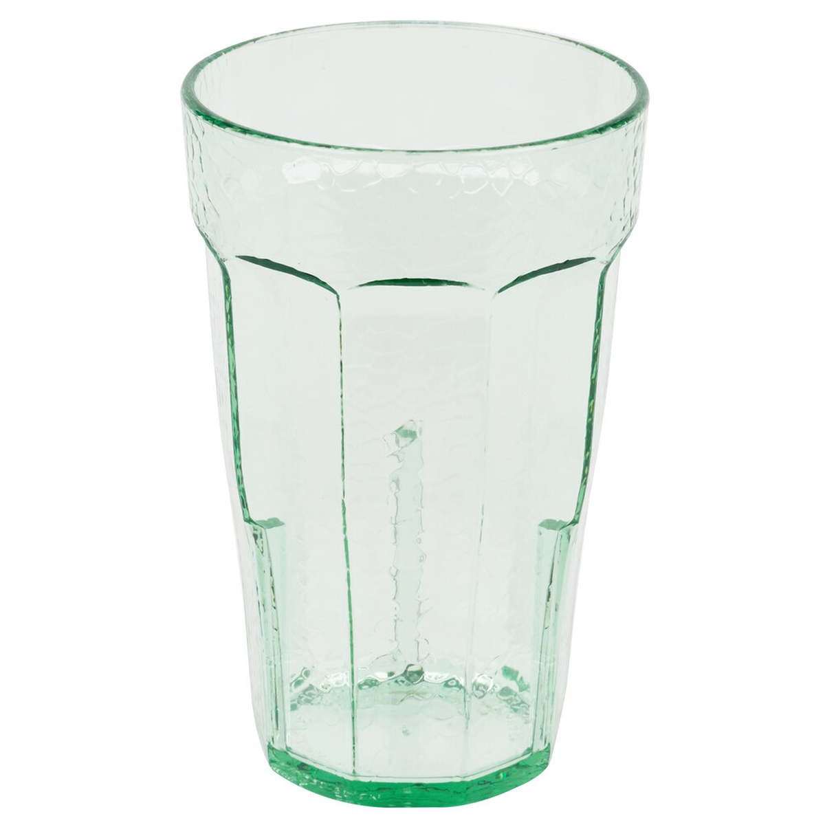 Cambro LT14427 Laguna 14 oz Spanish Green hammered SAN plastic tumbler, product shot on white background