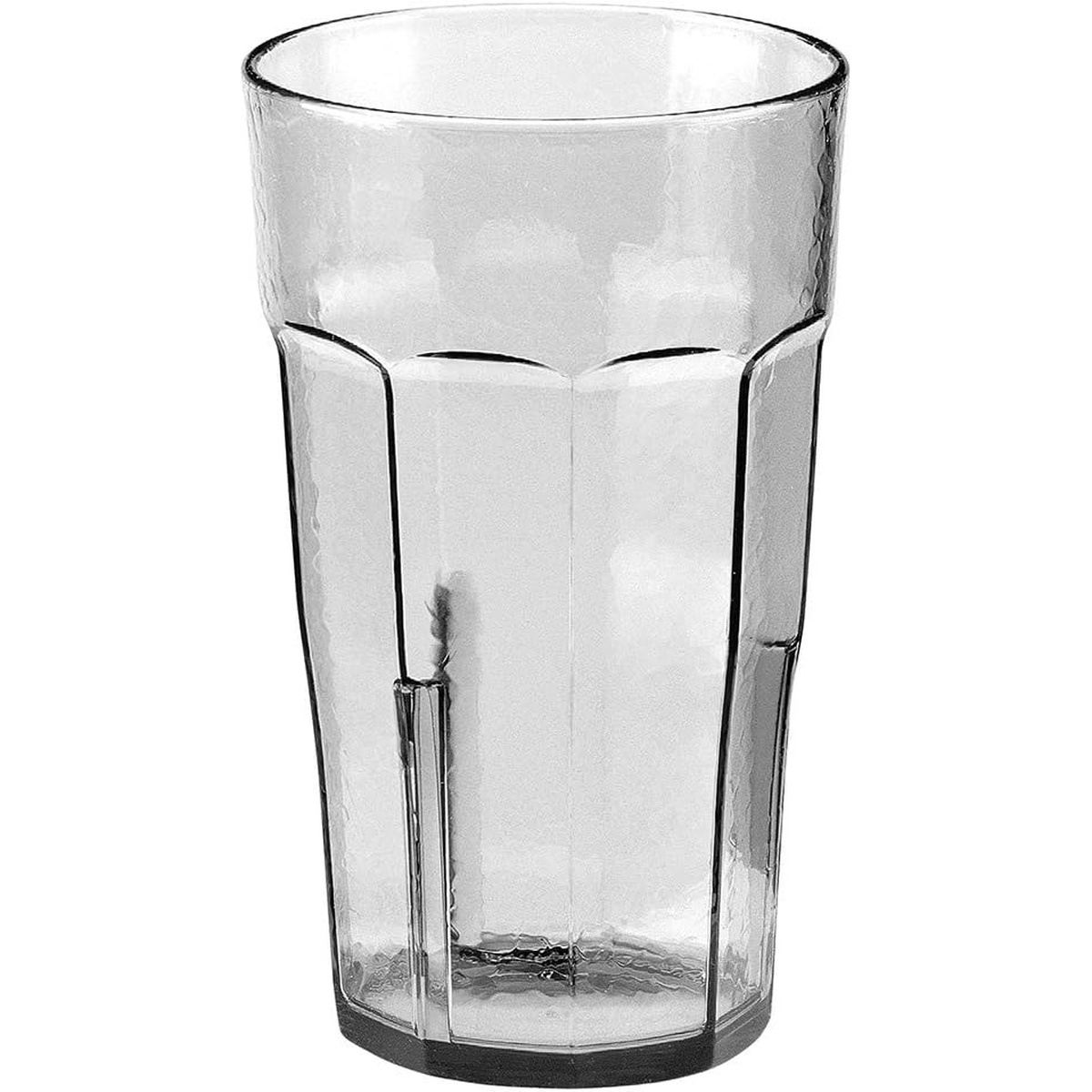 Cambro LT16152 Laguna clear 16 oz SAN plastic tumbler with hammered texture and paneled design on white background