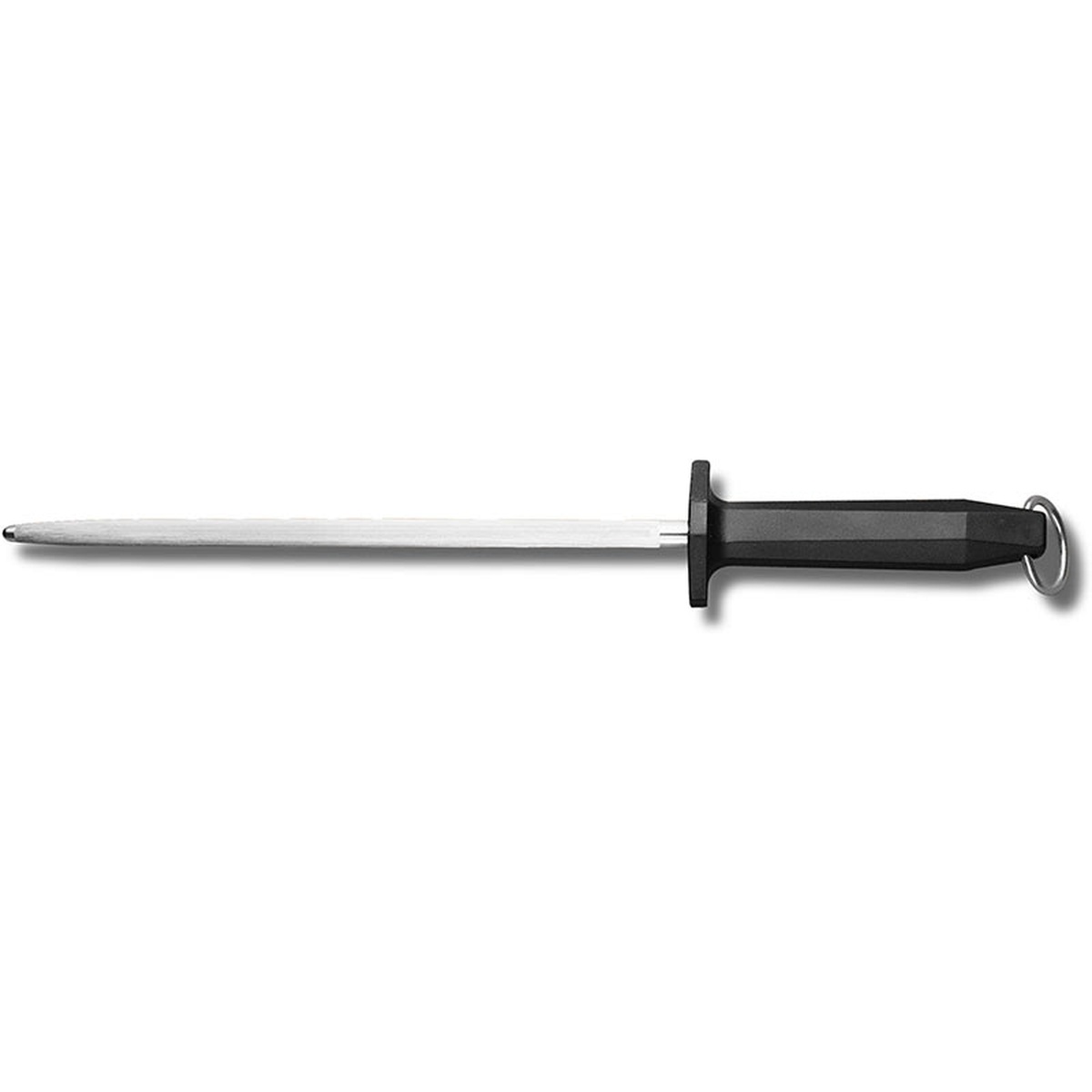 Mercer Culinary M14510 10-inch knife sharpening steel with black polypropylene handle and hand guard