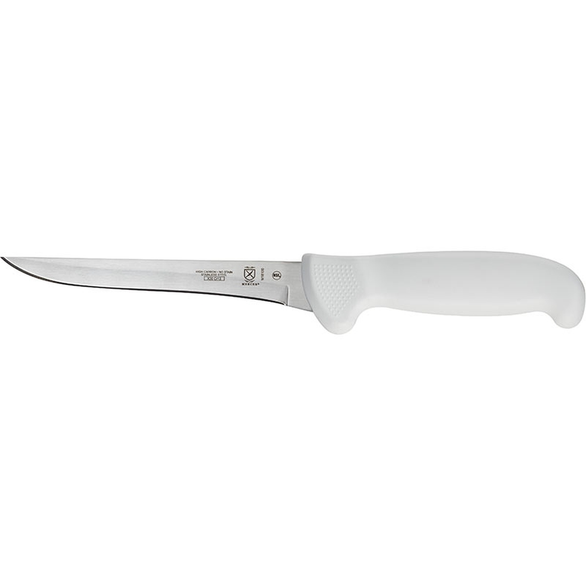 Mercer Culinary Ultimate White 6 inch stiff boning knife with white handle