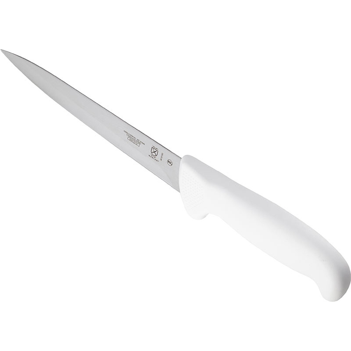 Mercer Culinary Ultimate White Fillet Knife angled view showing handle texture