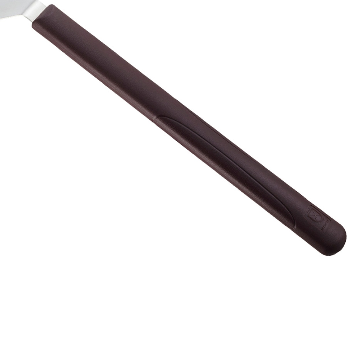 Close-up of the Mercer Culinary Hell's Handle M18330 dark red high-temperature nylon handle showing dual-textured grip surface and sealed construction