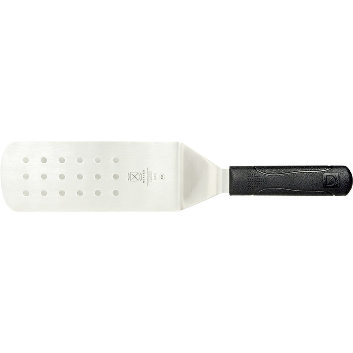 Mercer Culinary Millennia M18710 perforated turner with stainless steel blade and black polypropylene handle