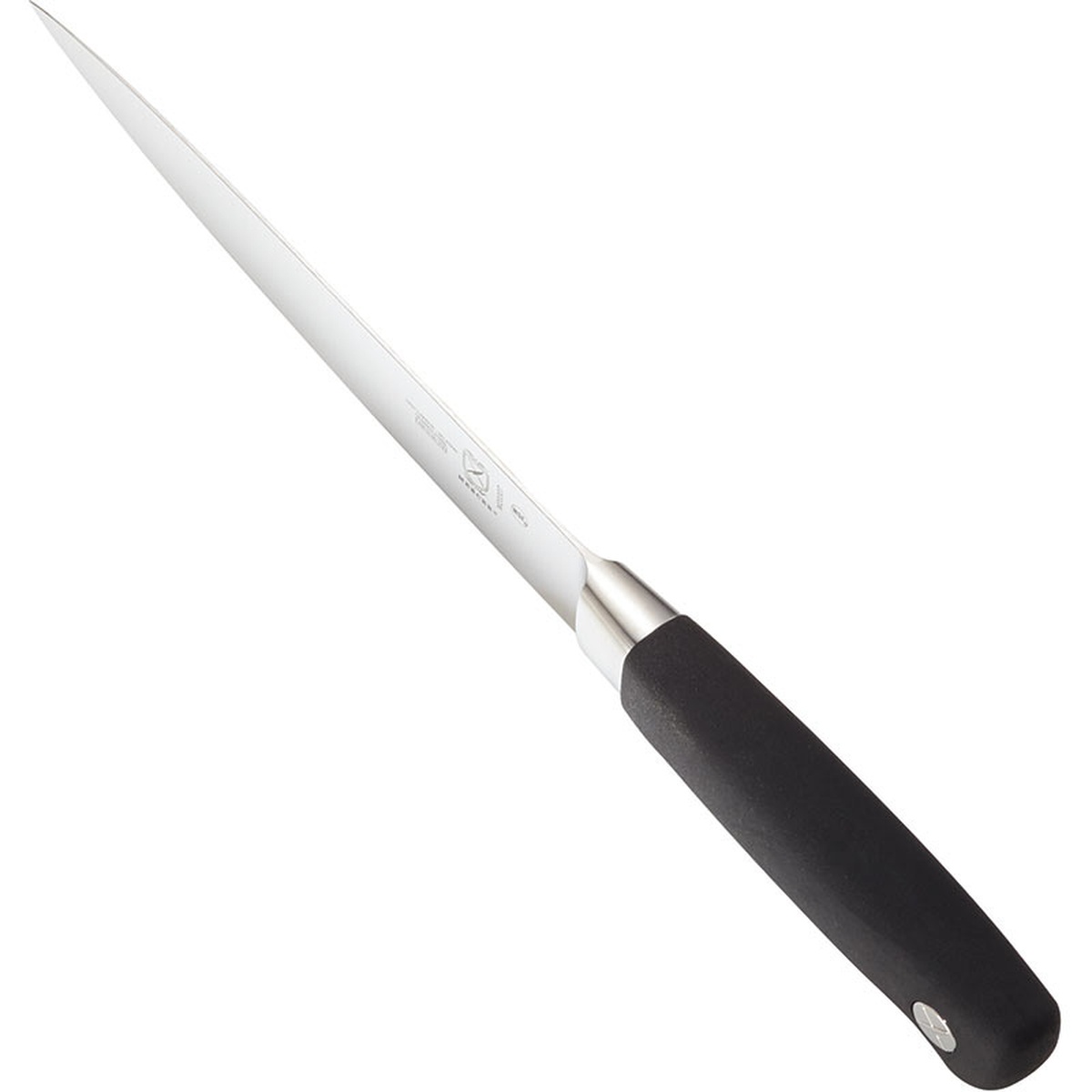 Angled view of the Mercer Culinary Genesis fillet knife showing the thin flexible blade