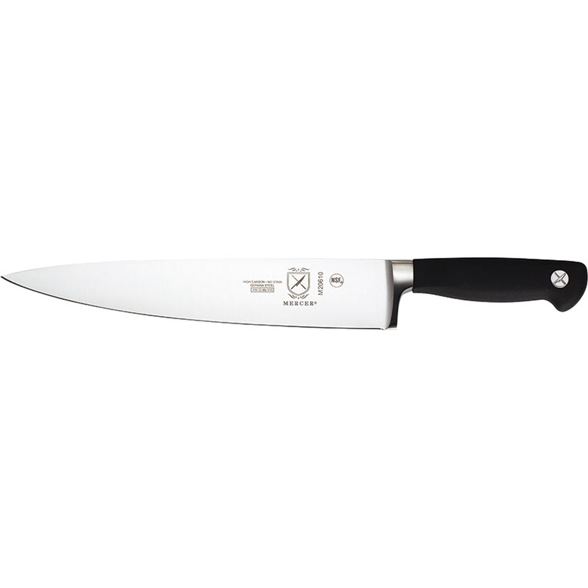 Mercer Culinary Genesis 10 inch Chef Knife side profile showing the forged blade and Santoprene handle