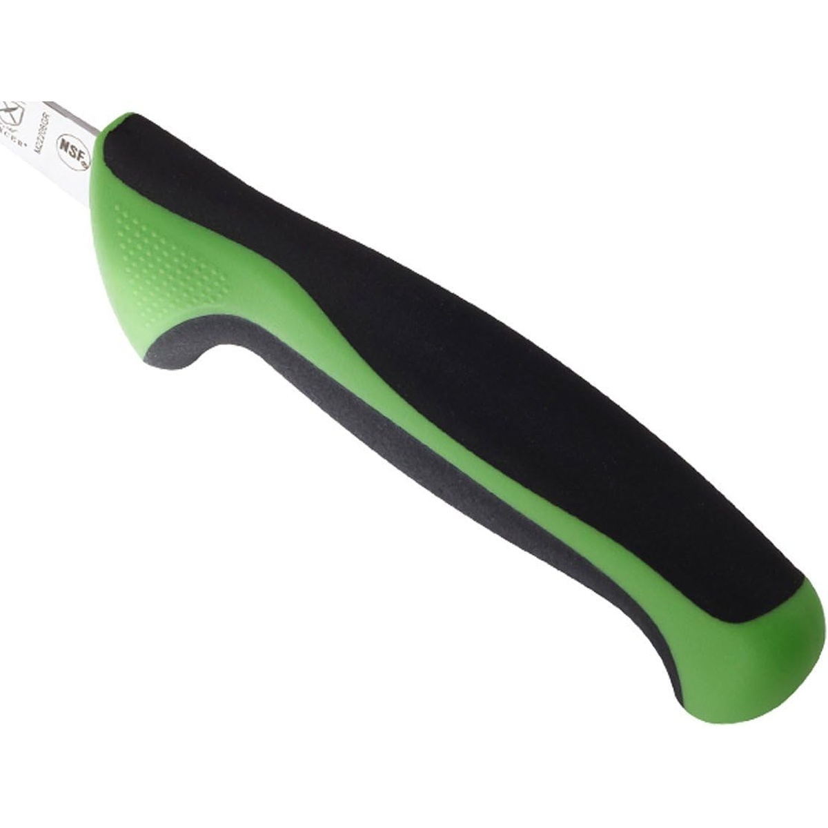 Close up of the green ergonomic Santoprene handle with textured finger points