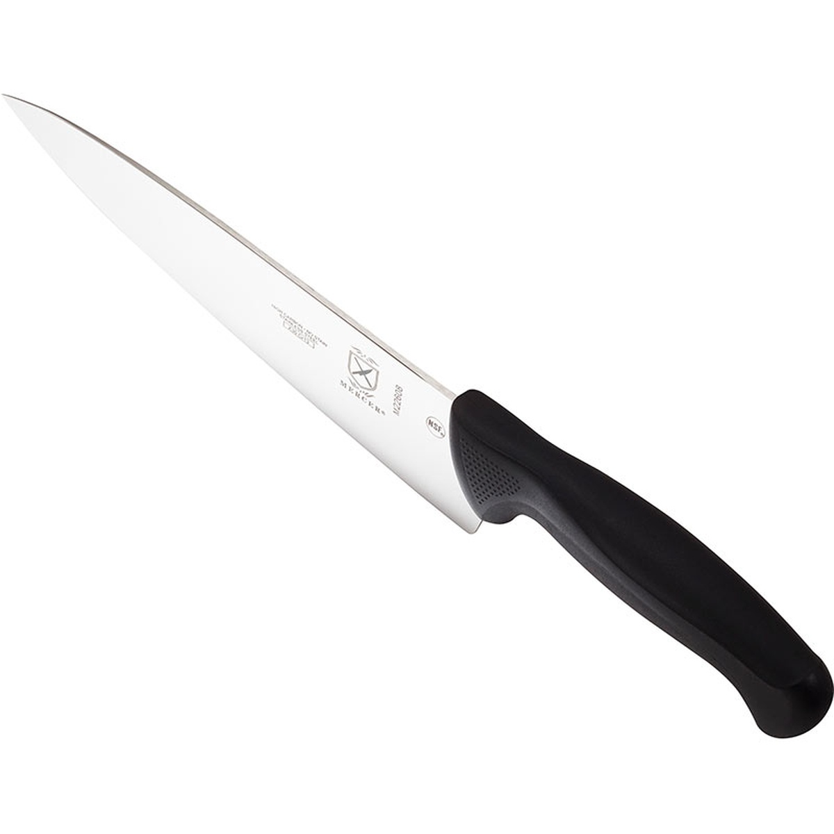 Angled view of Mercer Culinary Millennia Chef Knife showing handle texture