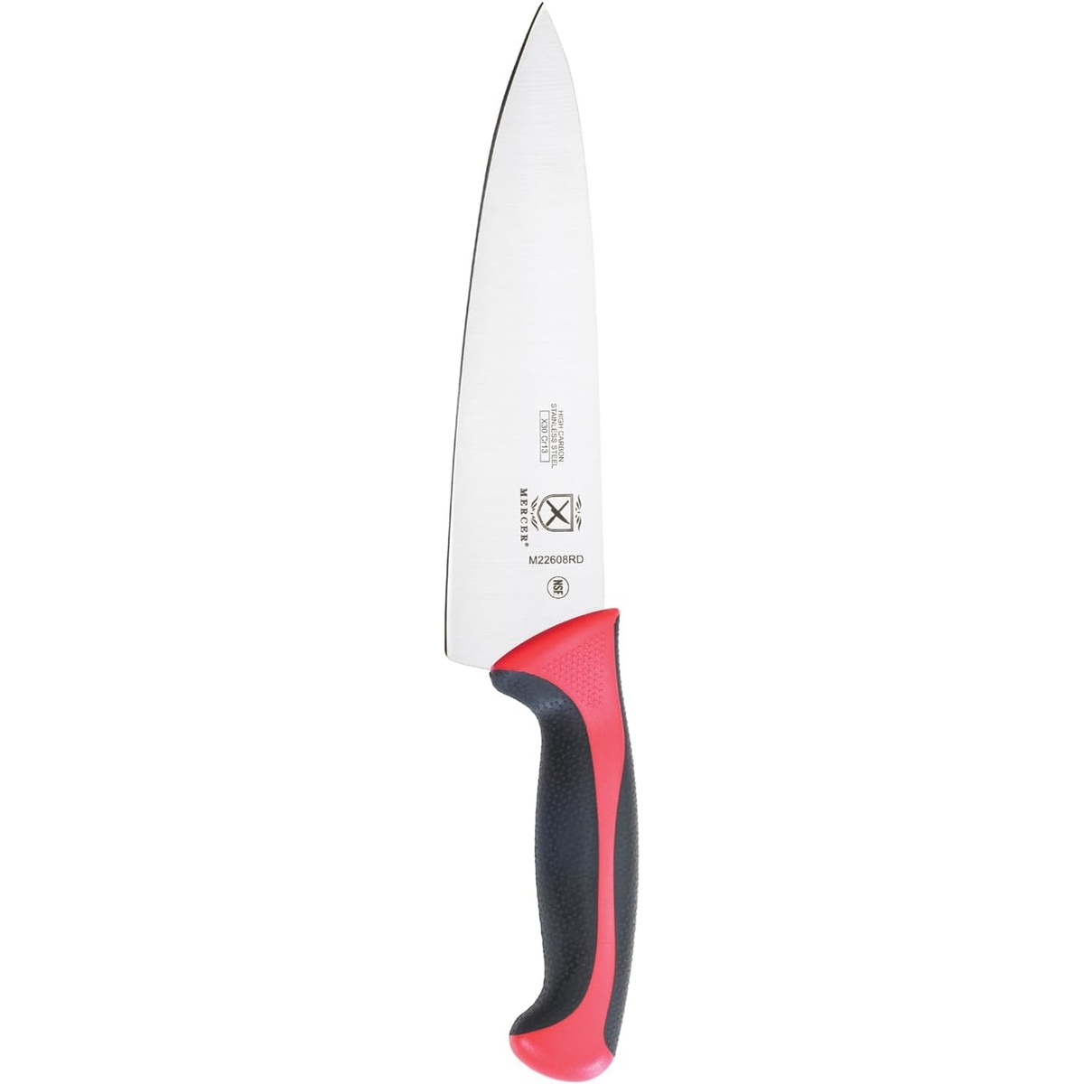 Vertical view showing the spear point blade and ergonomic handle design