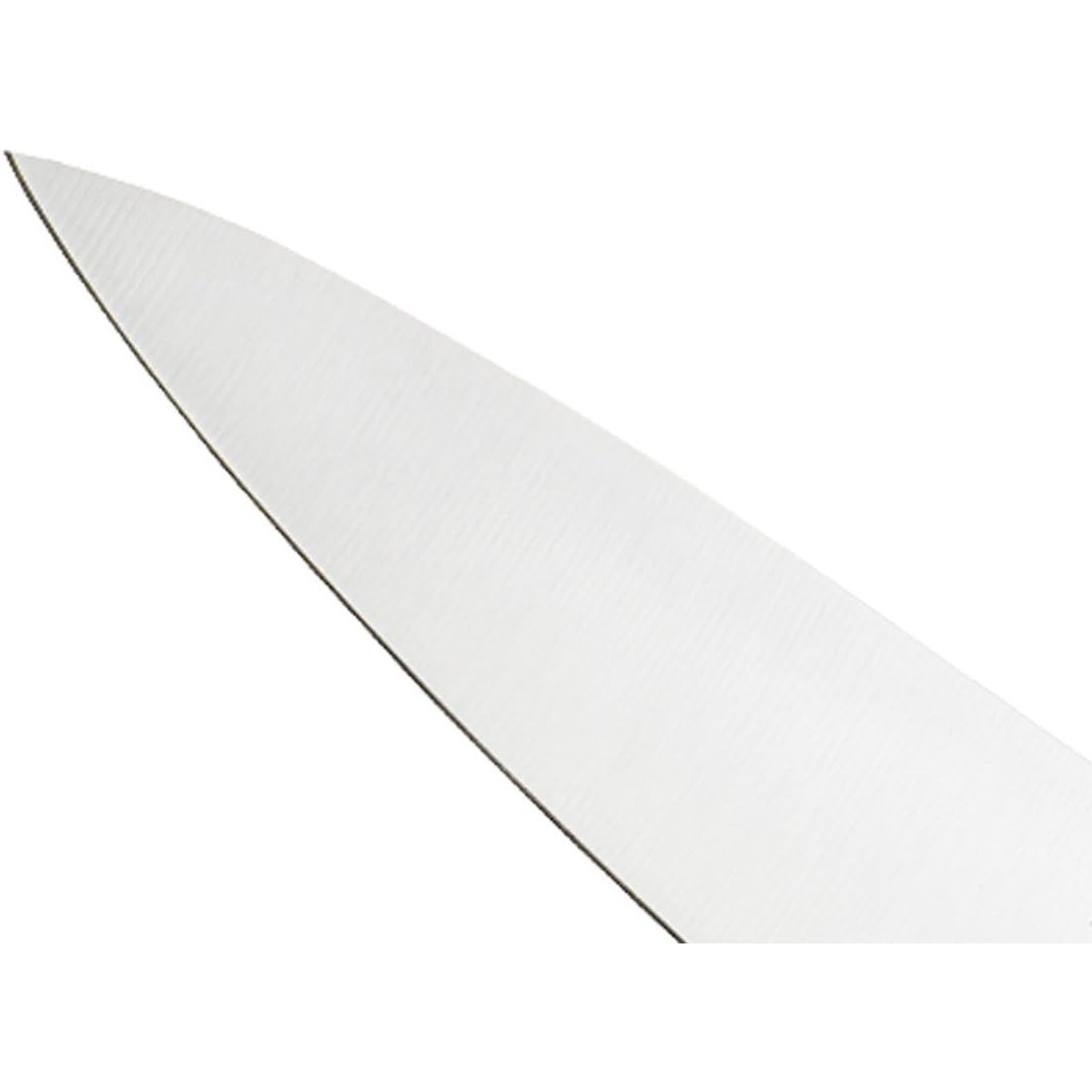 Close-up of the razor-sharp tip of the Mercer Culinary M22610 high-carbon stainless steel blade