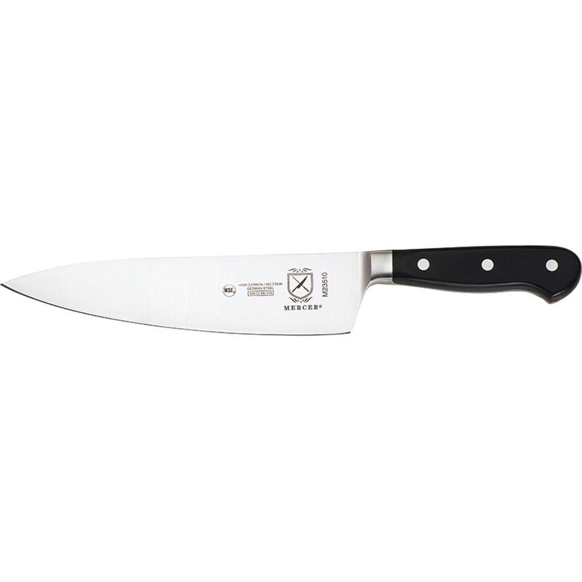 Mercer Culinary Renaissance 8 Inch Chef Knife with black triple riveted handle