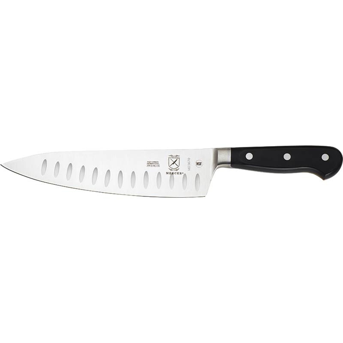 Mercer Culinary Renaissance 8 inch Granton Edge Chef Knife side view