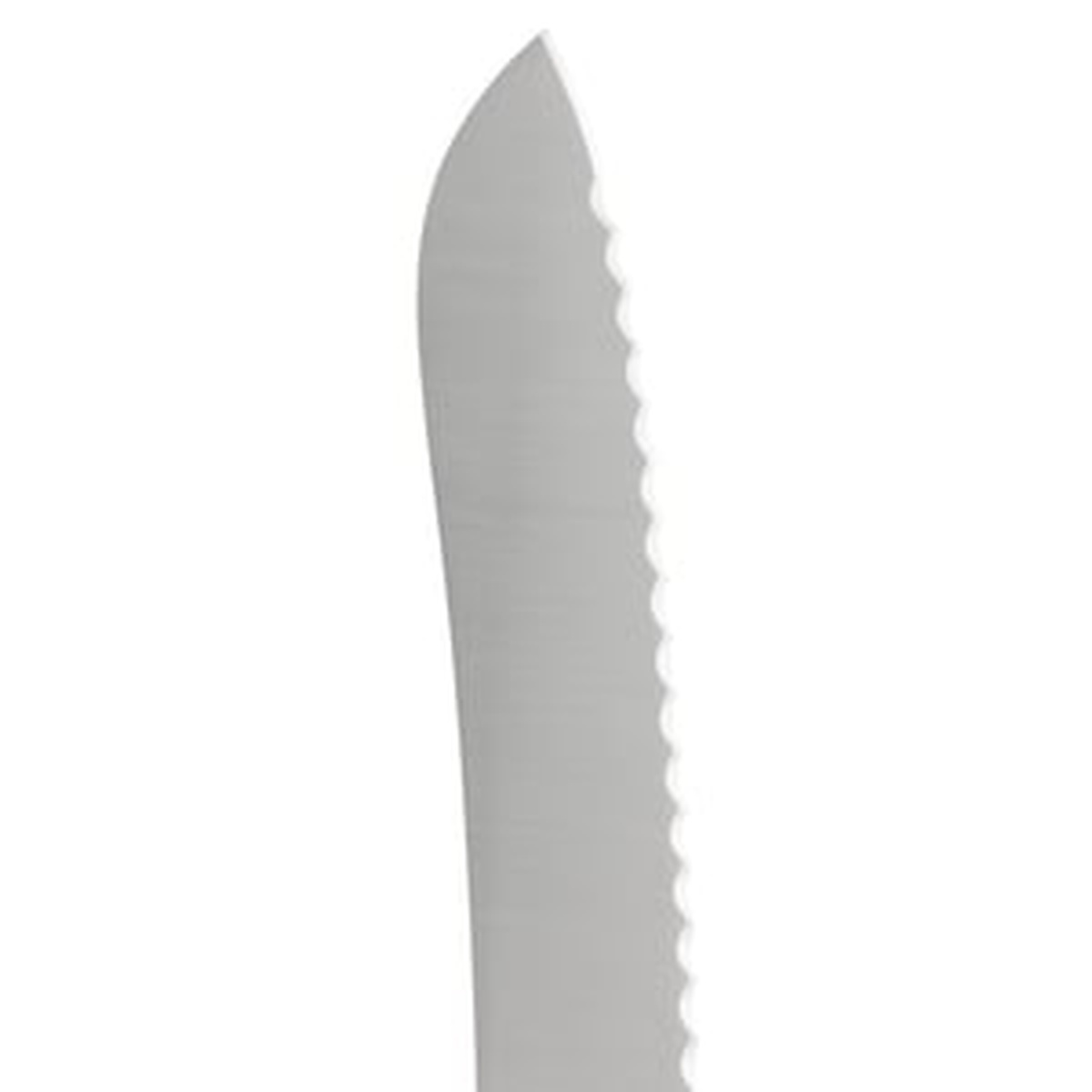 Close up of the serrated wavy edge on the Mercer bread knife