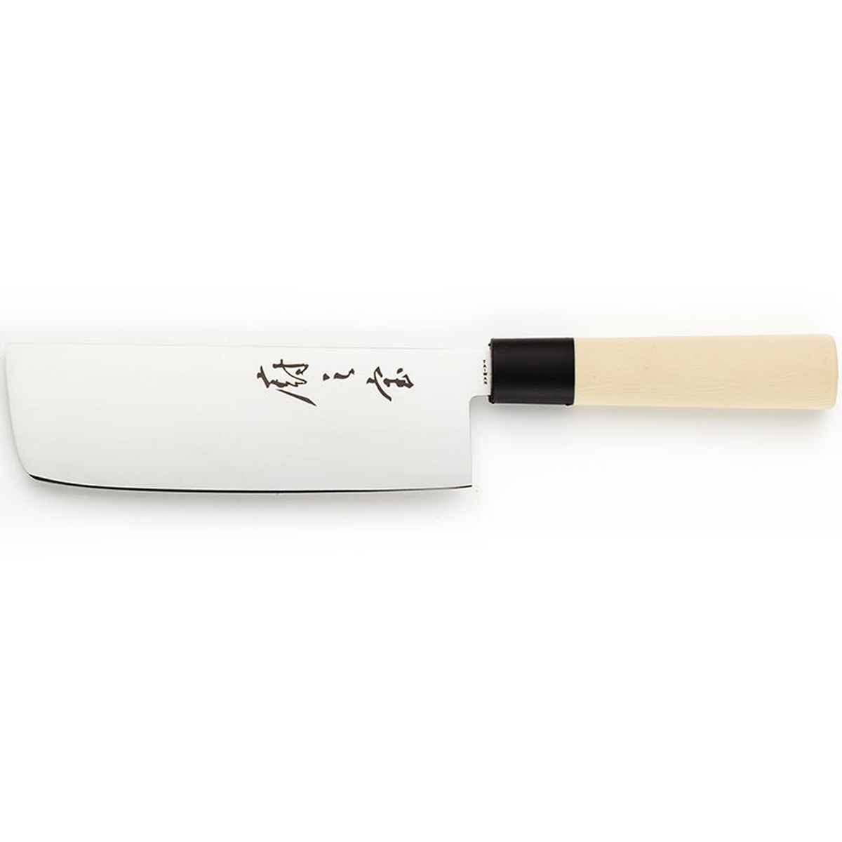 Mercer Culinary 7 inch Nakiri knife showing Japanese characters on the blade