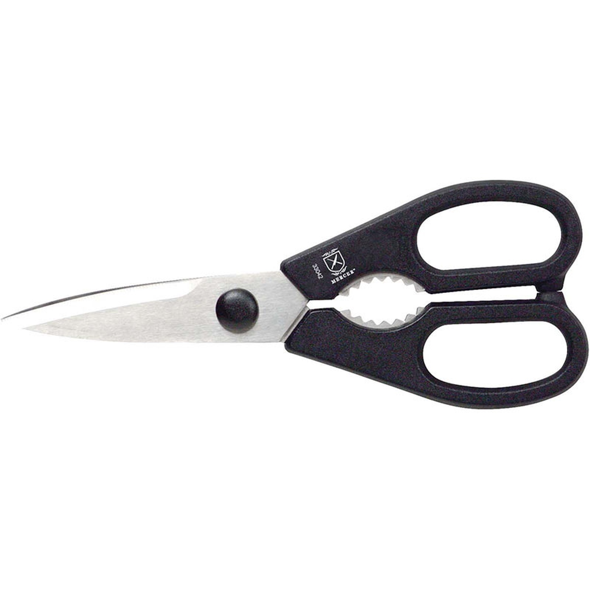 Mercer Culinary M33042P 8-inch kitchen shears with black polypropylene handles and stainless steel blades