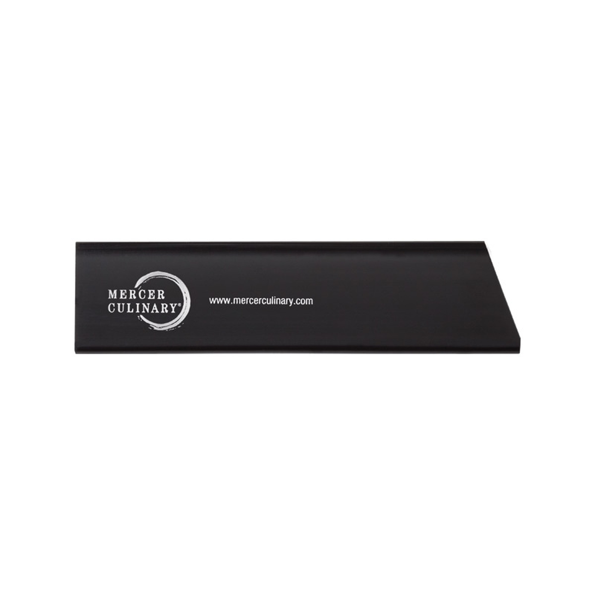 Mercer Culinary M33113P black polystyrene knife guard, 8 x 2 inches, shown on white background