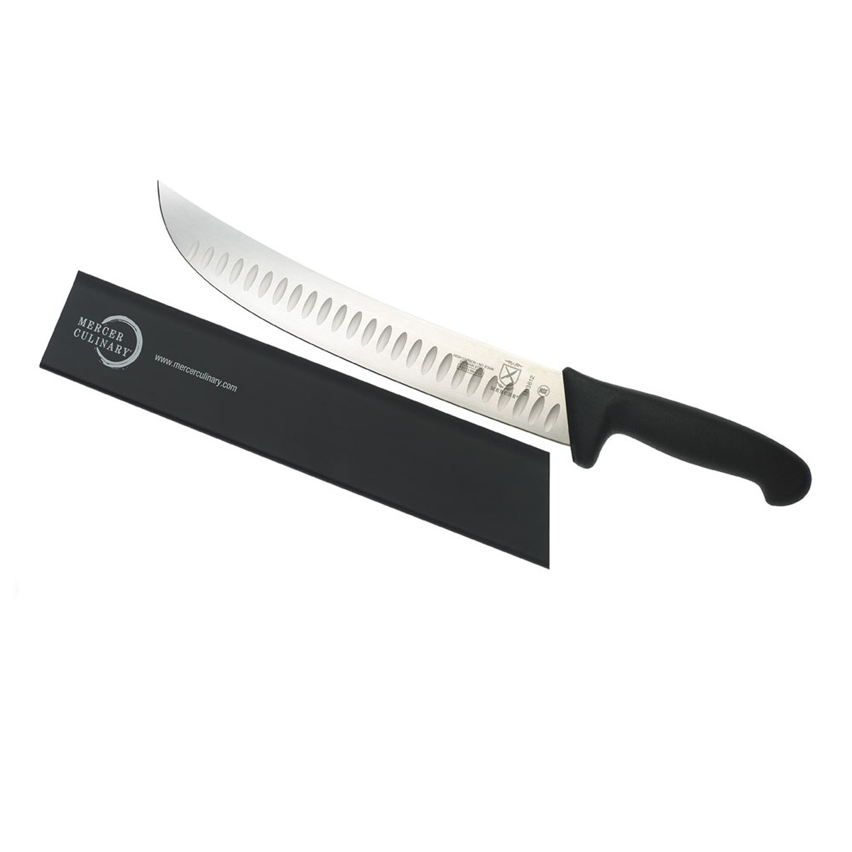 Knife guard shown alongside a cimeter knife for scale