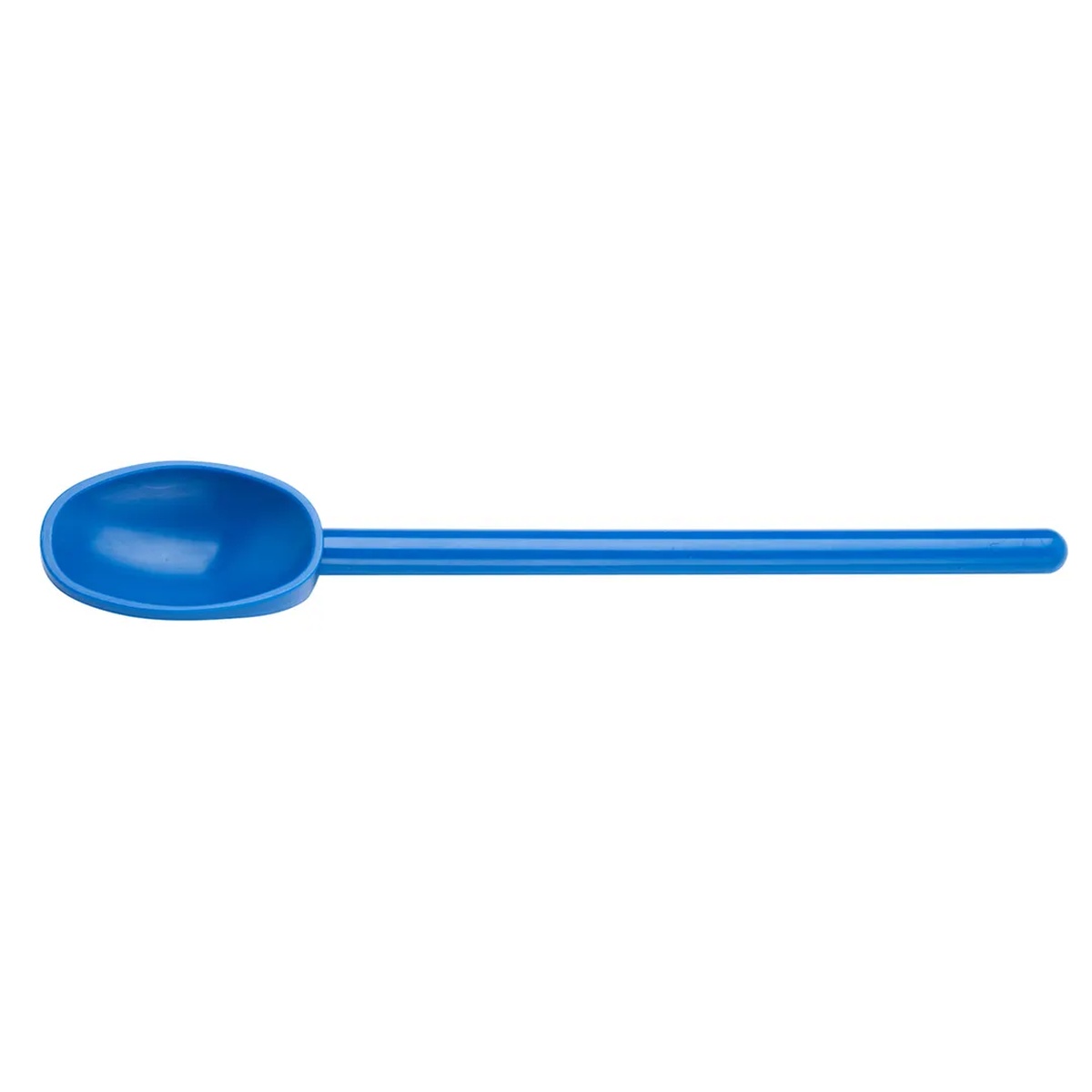 Mercer Culinary M33182BL Hell's Tools blue nylon mixing spoon with deep oval bowl and long handle