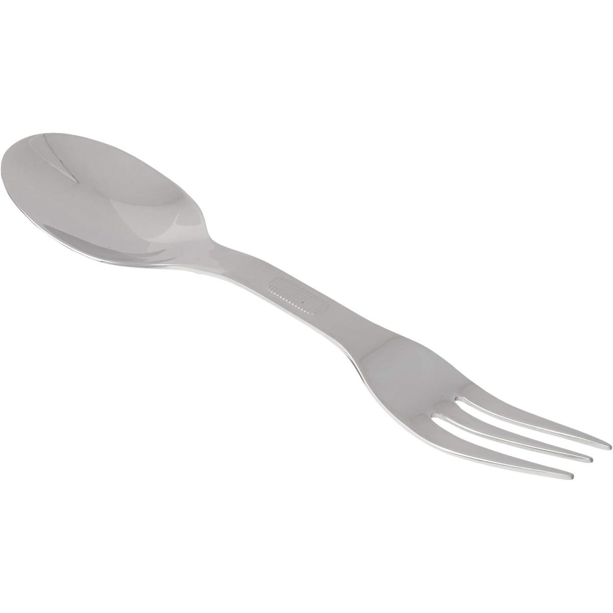 Mercer Culinary M33920 tasting spoon fork full view with spoon end facing up