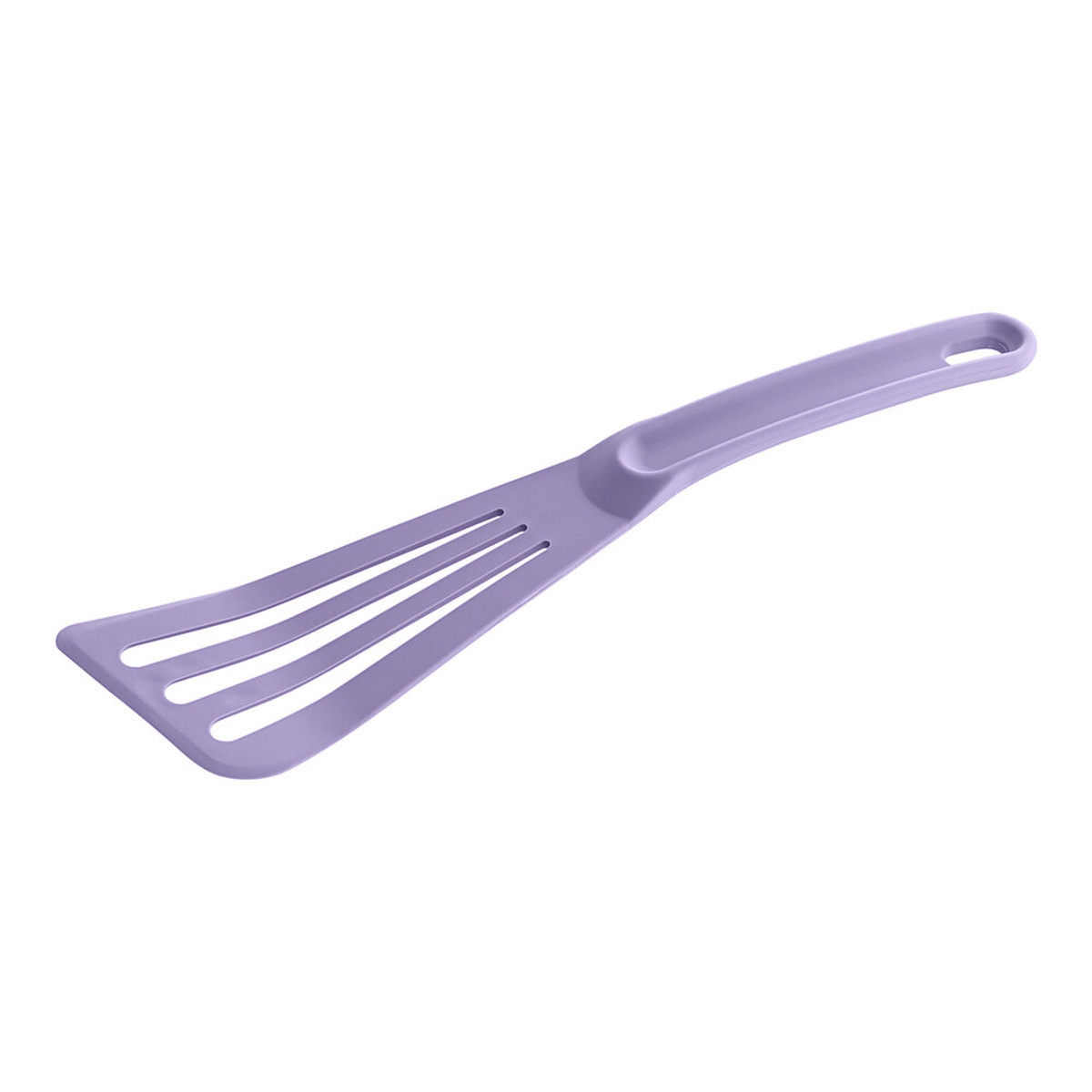 Mercer Culinary M35110PU purple slotted turner spatula full product view on white background