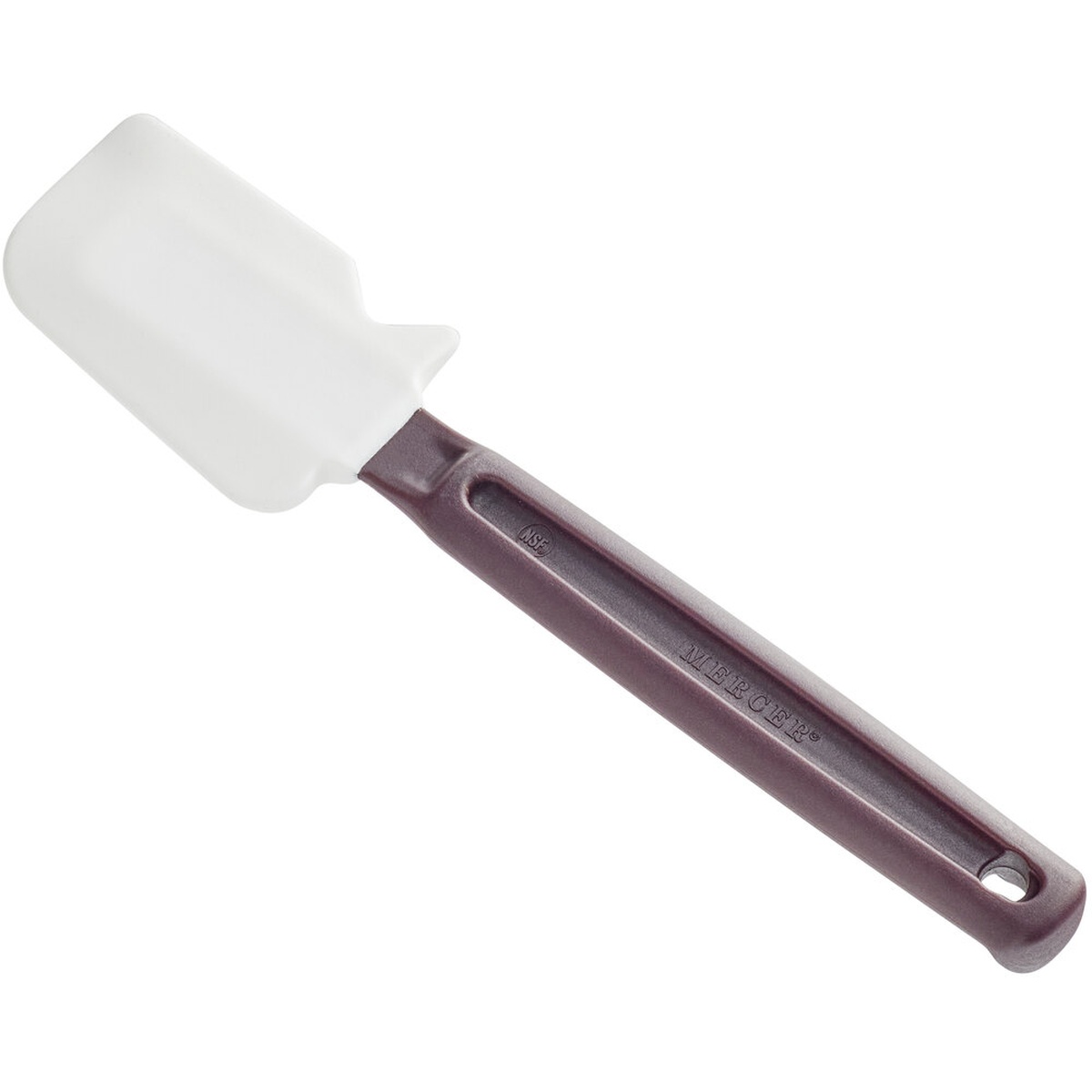 Mercer Culinary M35112 Hell's Tools 10-inch silicone spatula with white blade and burgundy nylon handle
