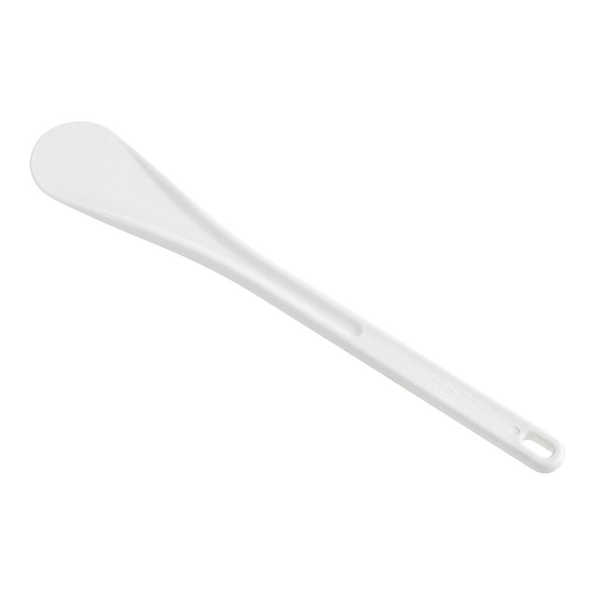 Mercer Culinary Hell's Tools white nylon spootensil with hanging hole and indented handle, 11 7/8 inch