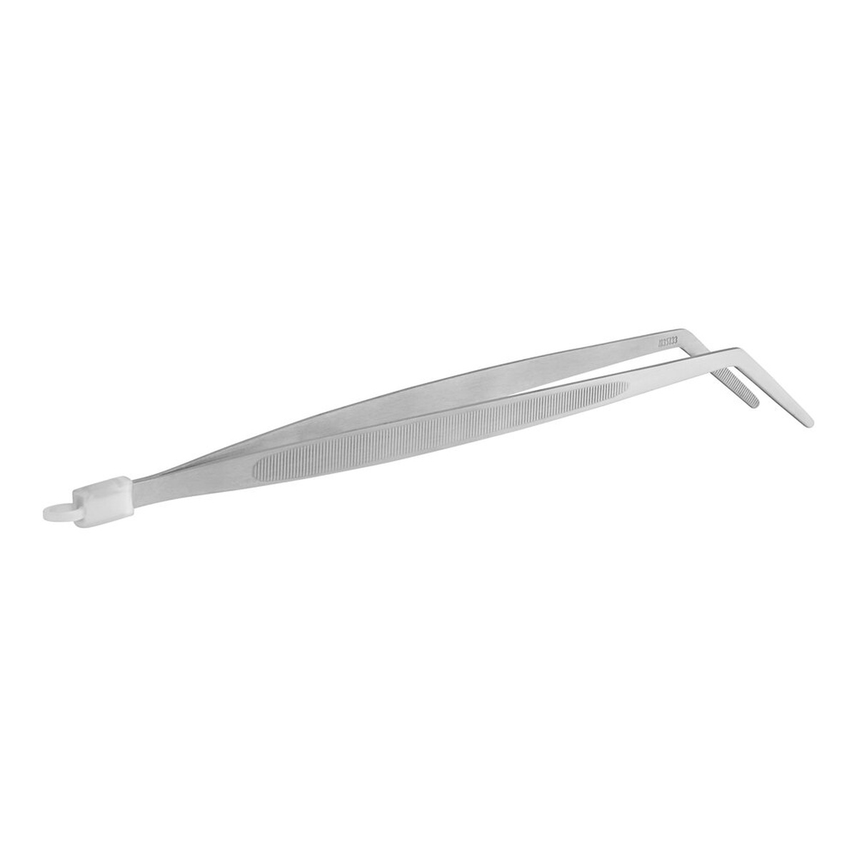 Full view of Mercer Culinary 11 3/4 inch curved precision plating tongs