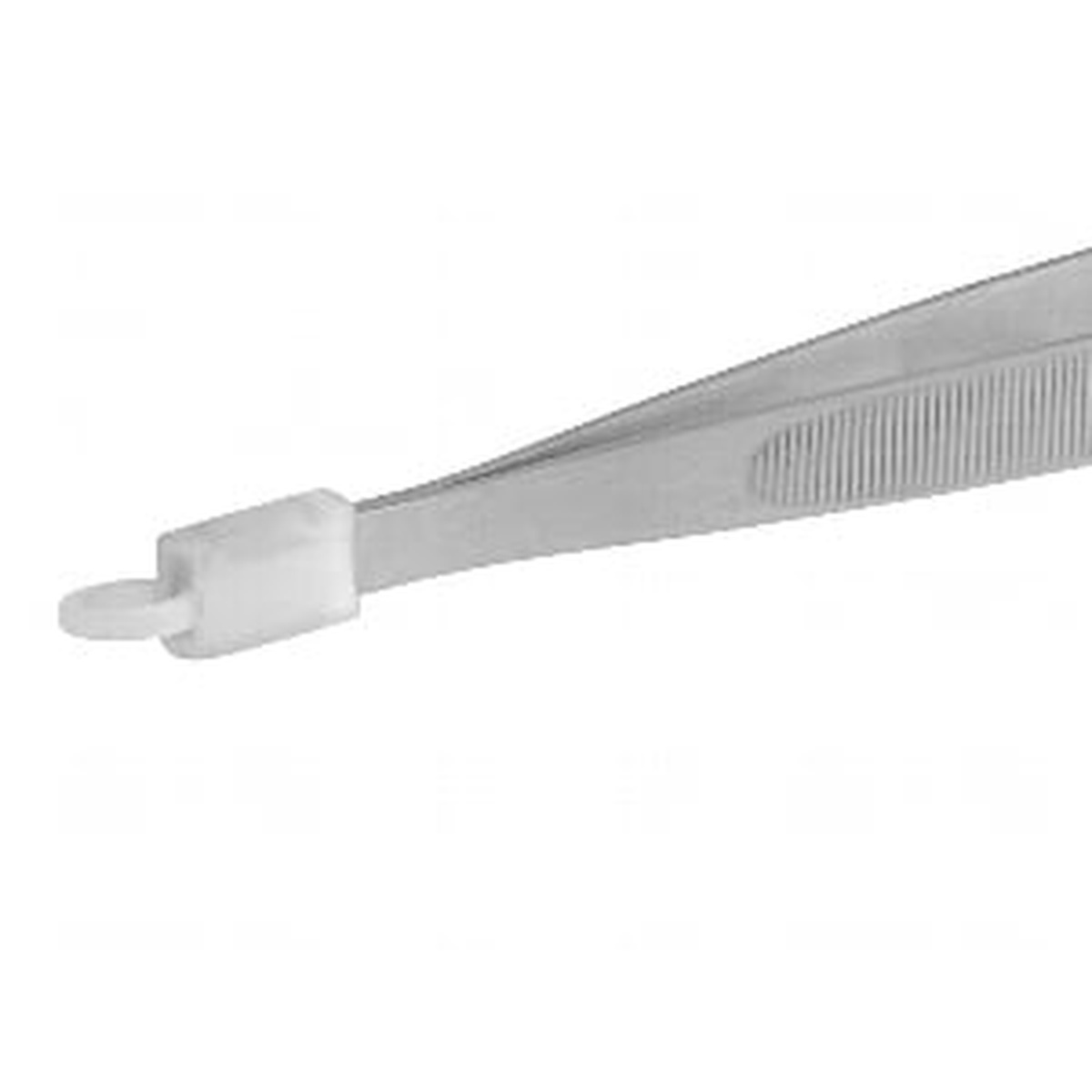 Detail of the micro-serrated handle on the precision tongs