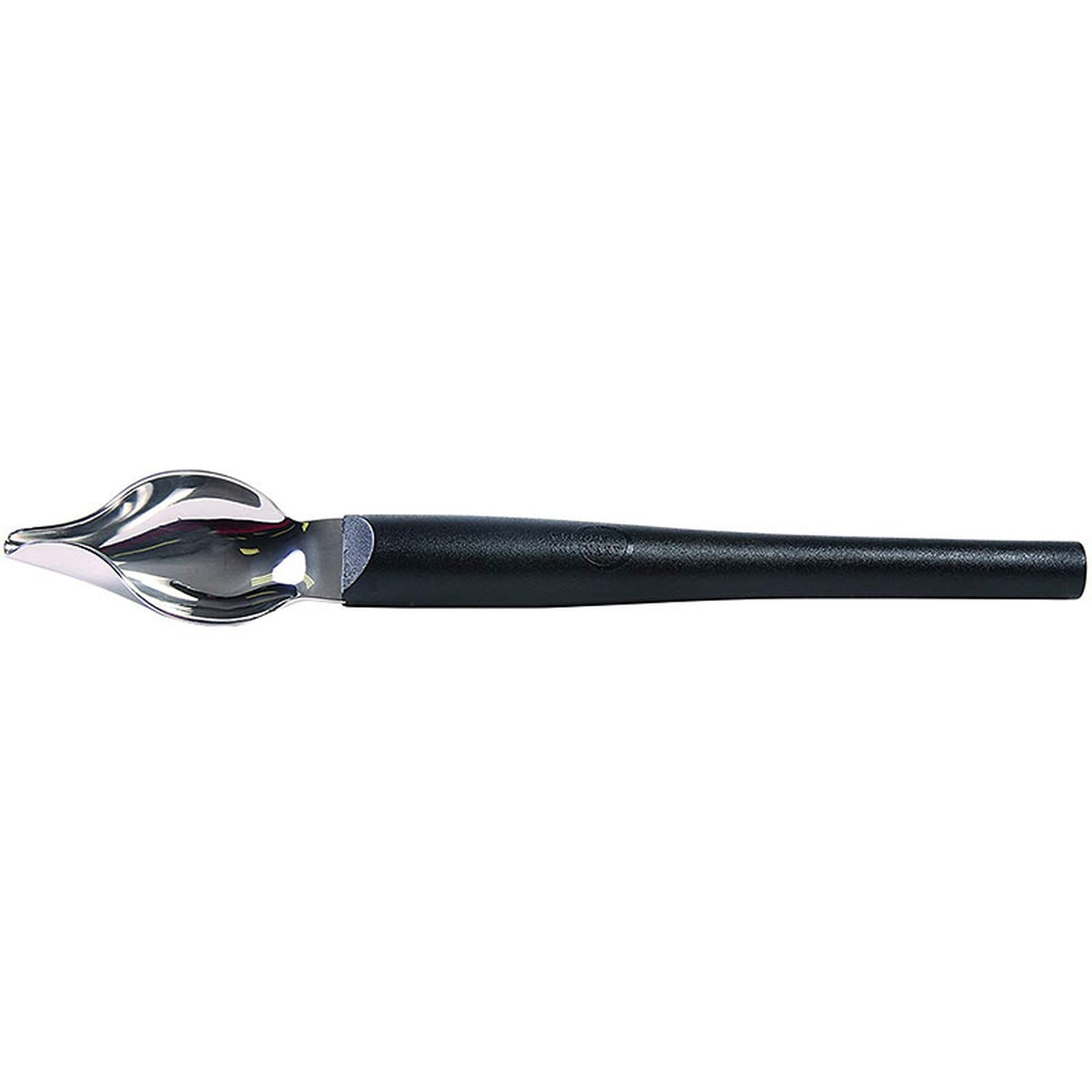 Mercer Culinary M35145 7-inch small precision plating spoon with stainless steel tapered bowl and black textured nylon handle