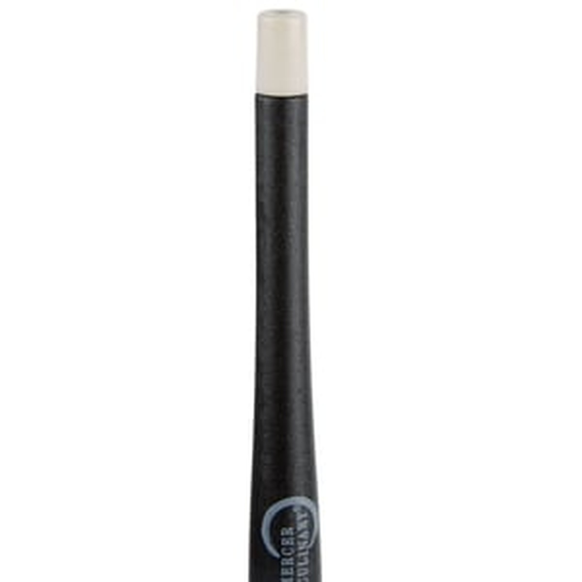 Close-up of Mercer Culinary M35604 handle end cap showing white color-coded silicone tip