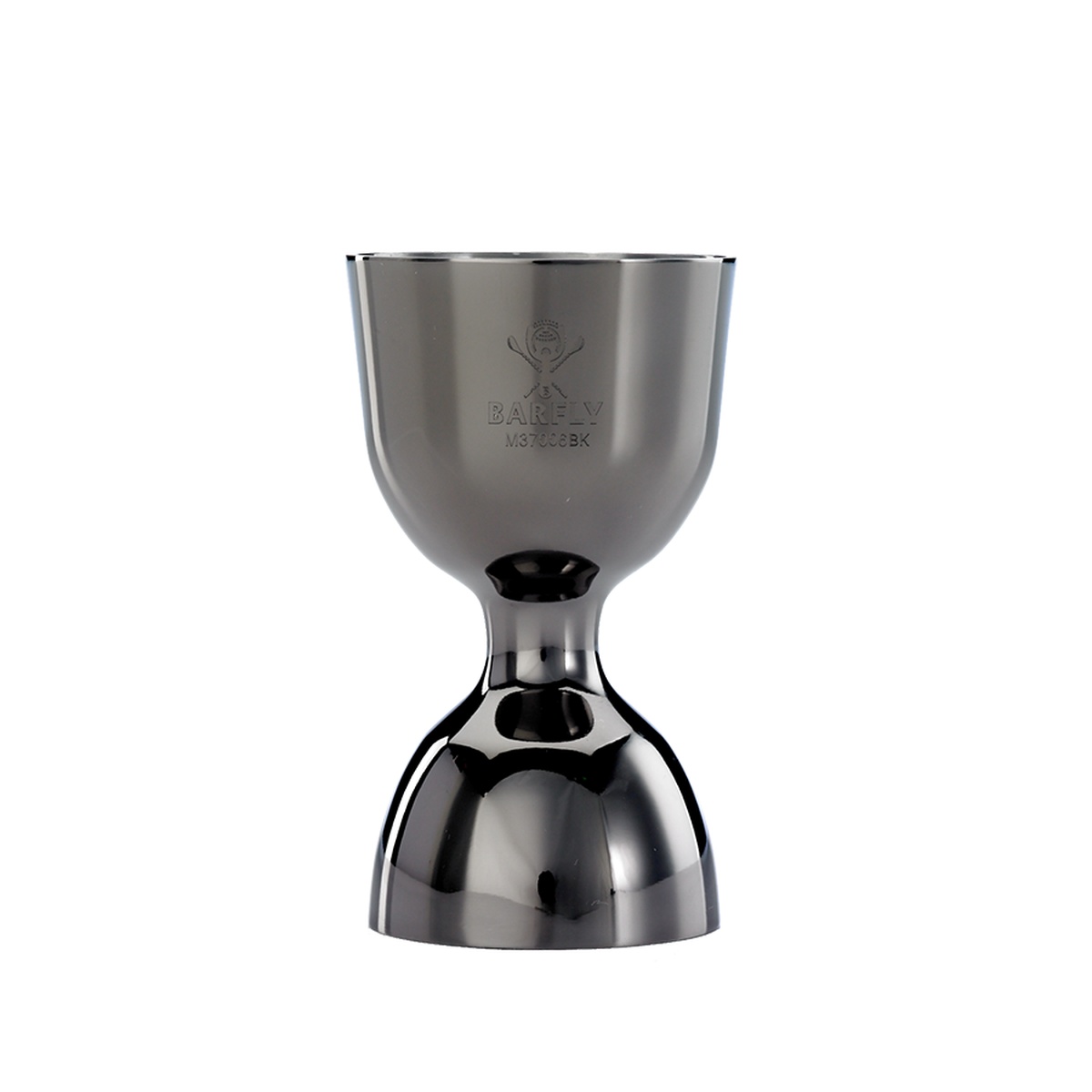 Barfly M37006BK gun metal black straight rim bell jigger full product view