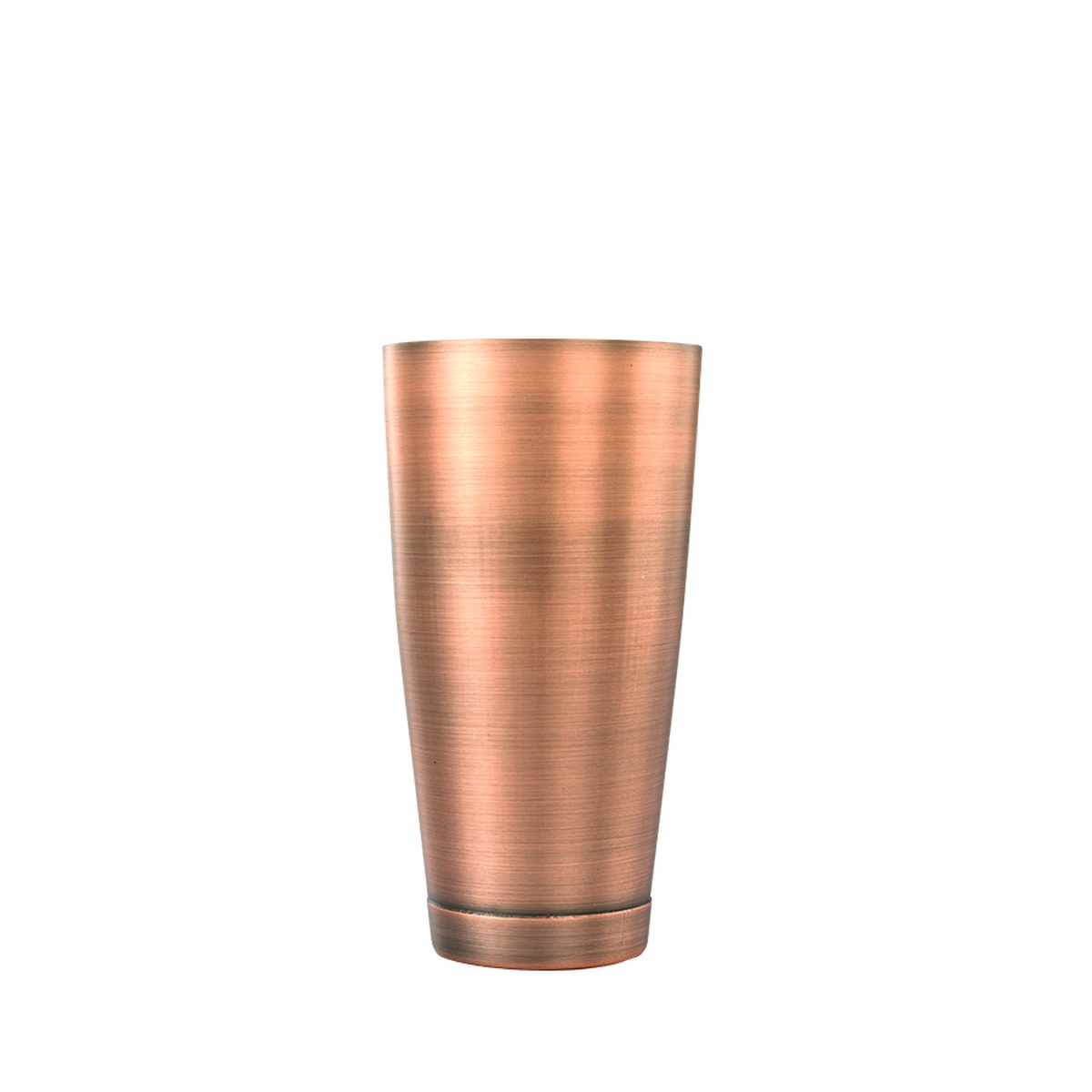 Barfly M37007ACP 18 oz antique copper shaker tin, exterior view showing brushed copper finish and capped base