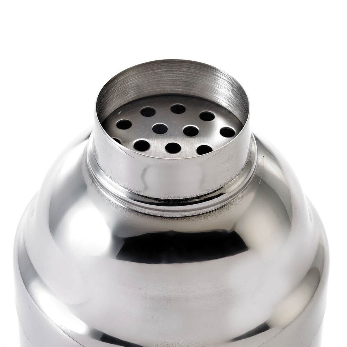 Close-up of the built-in integral strainer on the Barfly Japanese cocktail shaker top