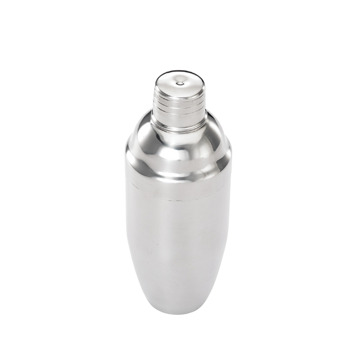 Barfly 3-piece Japanese style cocktail shaker fully assembled in mirror-finish stainless steel