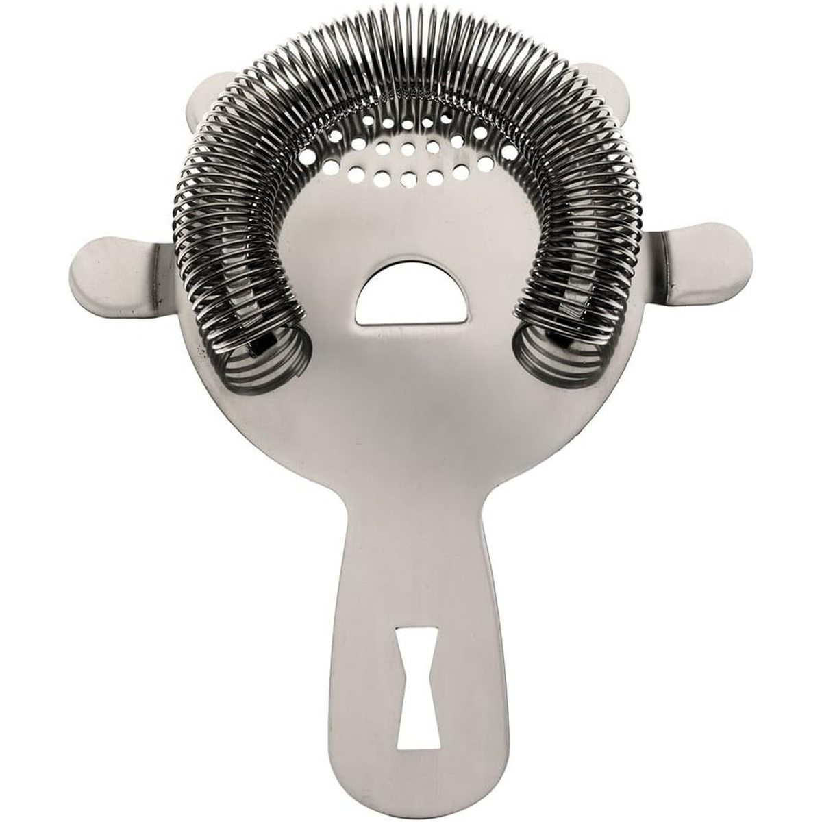 Barfly M37071 stainless steel 4-prong spring bar strainer, front view showing tight coil spring